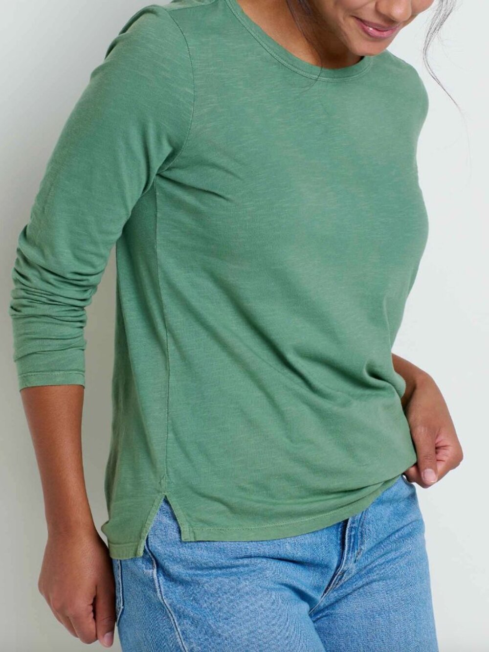 Toad&Co | Primo Long Sleeve Crew Neck Tee Green | Size Medium